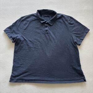 Lucky Brand Men Polo XXL Navy 100% Cotton Short Sleeve
